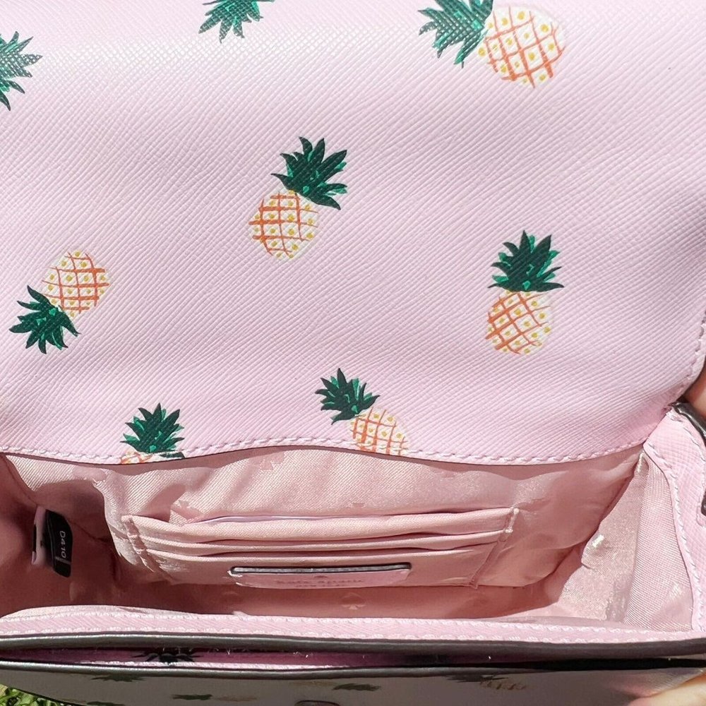 Kate Spade Colada Staci Pineapple Square Flap Crossbody Top Handle Pink Multi - Picture 8 of 8